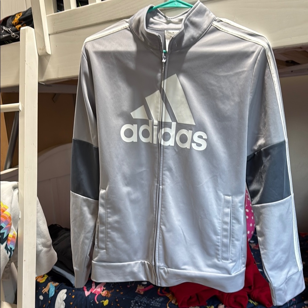 Adidas Gray and White Athletic Jackets